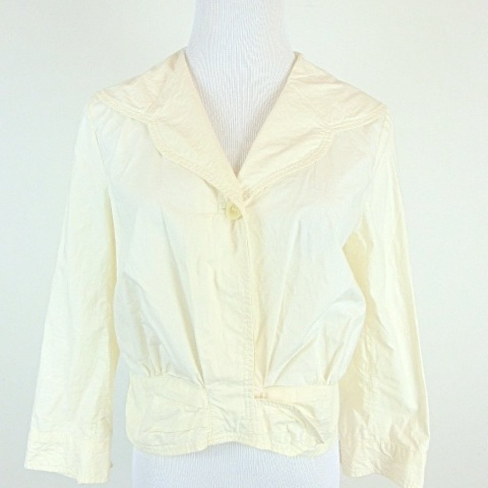 SEE BY CHLOE COTTON BUTTON FRONT snap self belt JACKET 6 made in Italy cream - Picture 1 of 7